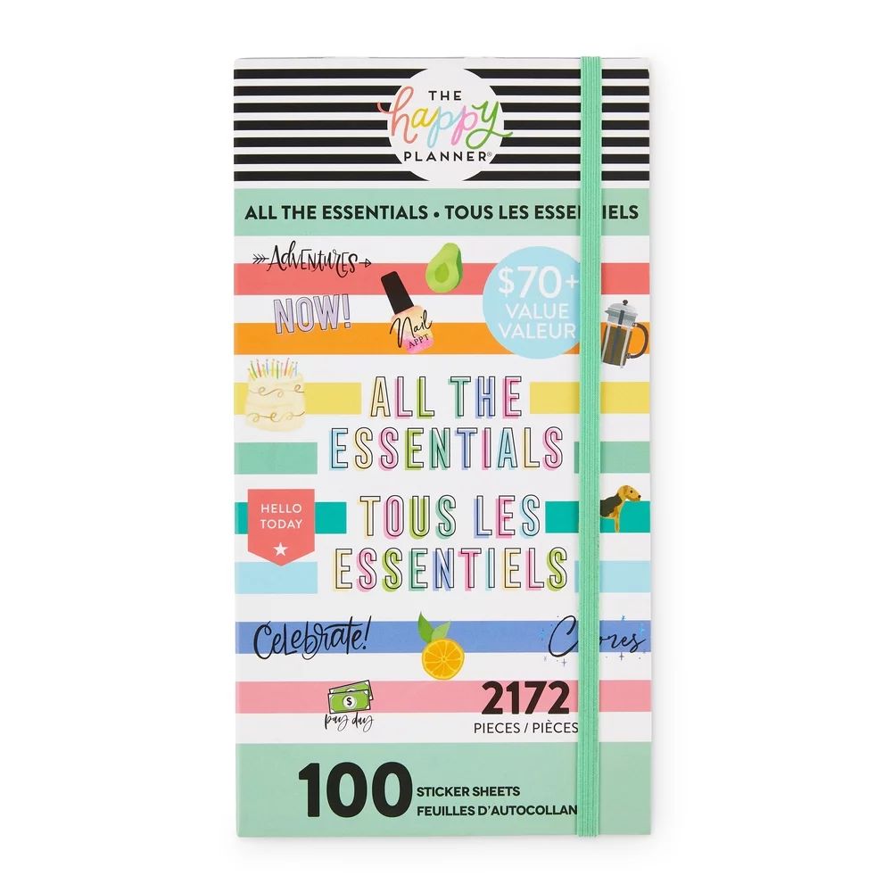 The Happy Planner Mega Sticker Pack All the Essentials Theme, Multi-Colored 100 Sheets 2172 Stick... | Walmart (US)