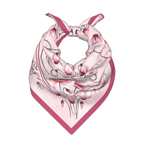Keeawou Pink Floral Square Neck Scarf Bandana For Women, Fashion Silk Satin Neckerchief Headscarf Purse Bag Handbags Scarfs | Amazon (US)