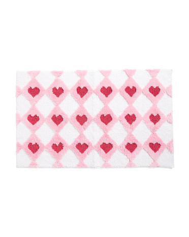 21x34 Diamond Hearts Bath Rug | Polyester | Marshalls
