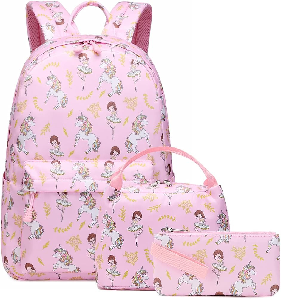 Fancbiya Kids Backpack For Girls Unicorn School Backpack Toddler BookBag Set With Lunch Box… | Amazon (US)