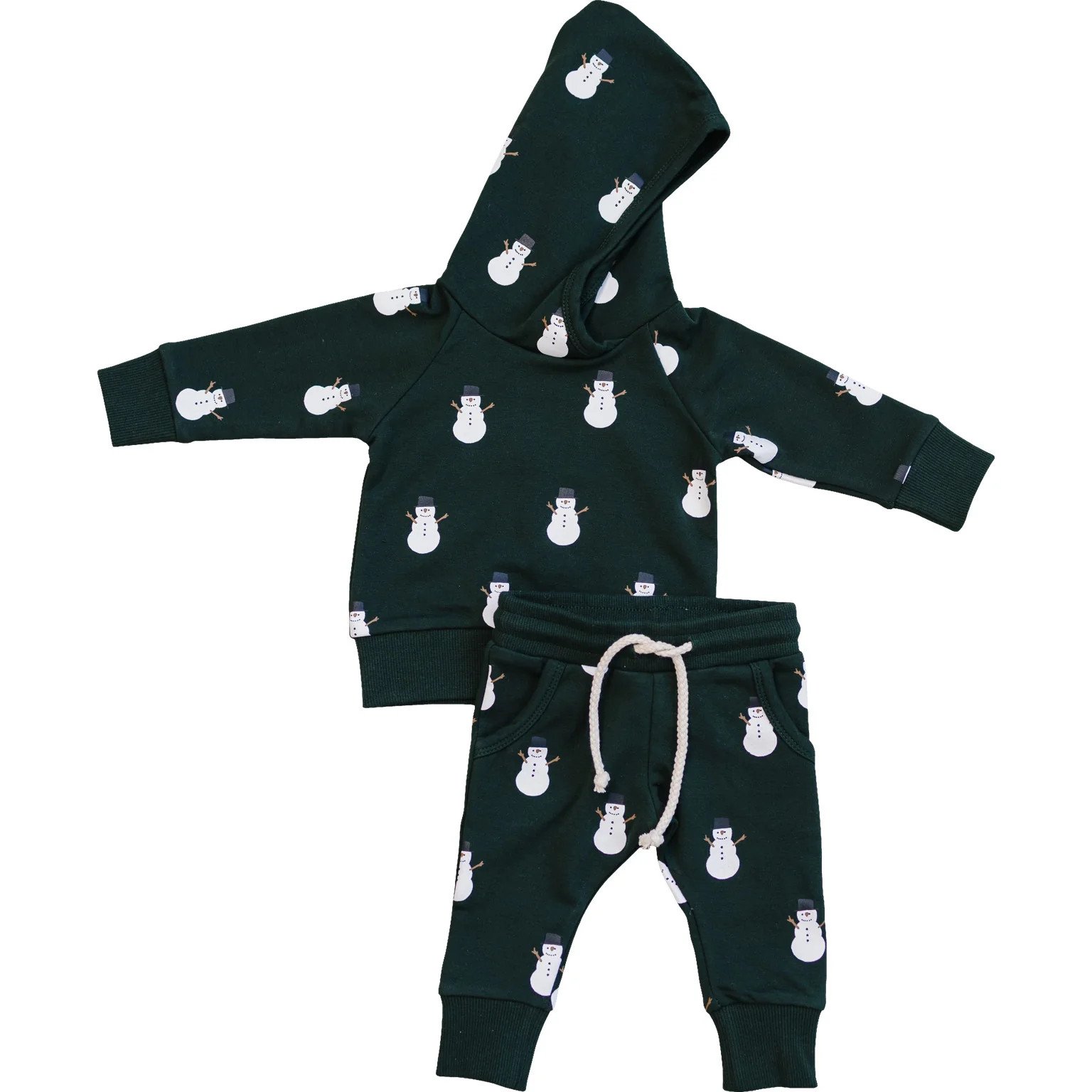 Snowman Hooded French Terry Set | Mebie Baby