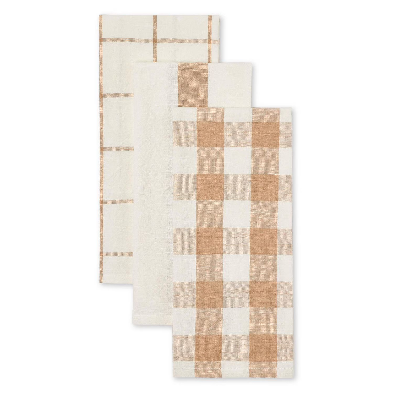 FRAÎCHE Spring Taupe Gingham Kitchen Towels, 3 Pack | Walmart (CA)
