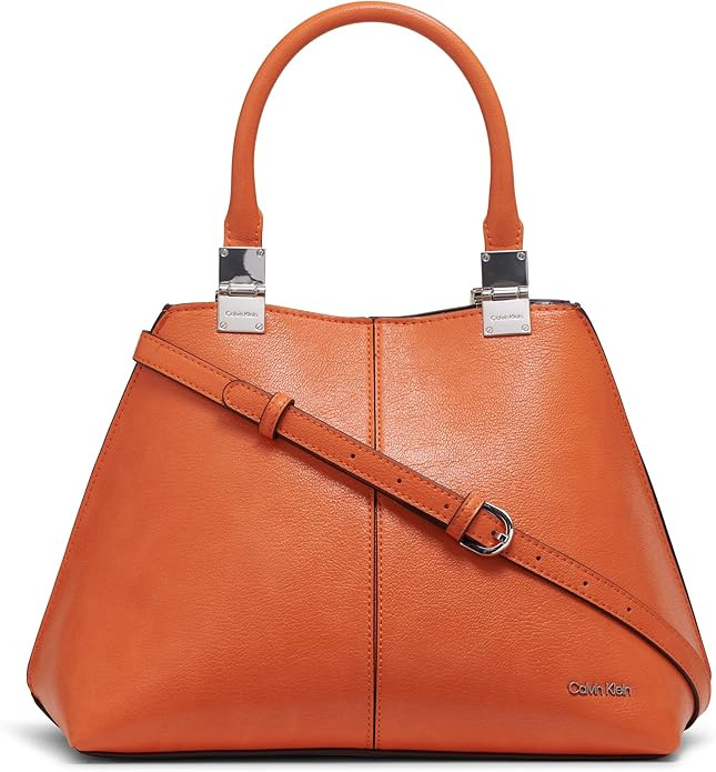 Calvin Klein Granite Geometric Satchel – 2 in 1, Vegan Leather, 2 Pockets | Amazon (US)