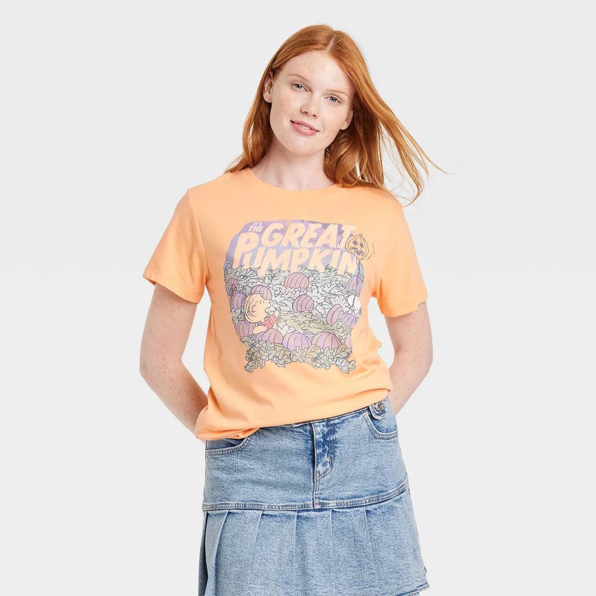 Women's Peanuts Great Pumpkin Short Sleeve Graphic T-Shirt - Orange | Target