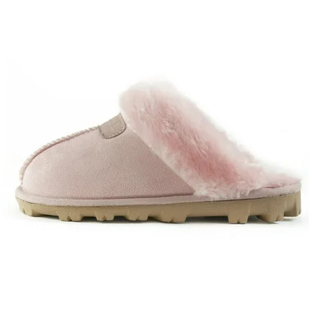 CLPP'LI Womens Slip on Faux Fur Warm Winter Mules Fluffy Suede Comfy Slippers - Pink - 8 | Walmart (US)