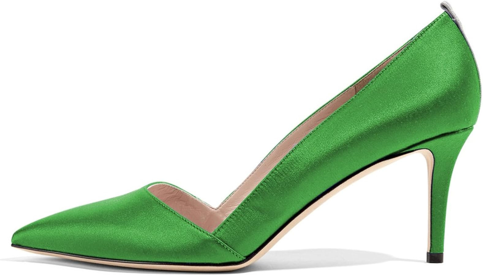 FSJ Zapatos de vestir elegantes de satén con punta puntiaguda para mujer, zapatos de fiesta de n... | Amazon (US)