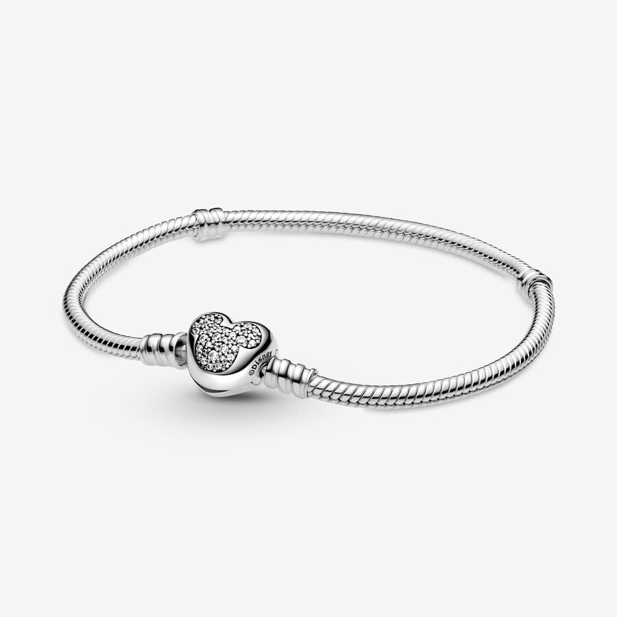 Disney Pandora Moments Mickey Mouse Heart Clasp Snake Chain Bracelet | Pandora (US)