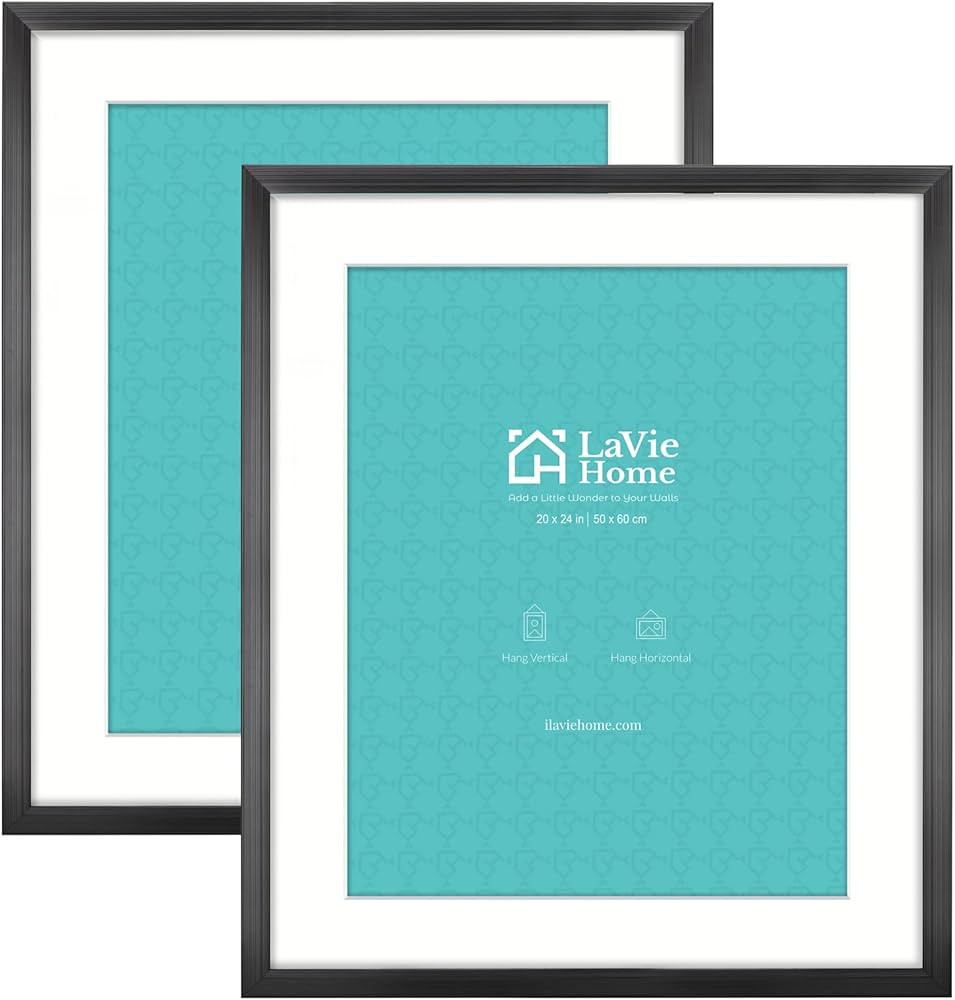LaVie Home 20 x 24 Poster Frame 2 Packs Black, Display Pictures 16x20 with Mat or 20x24 Without M... | Amazon (US)