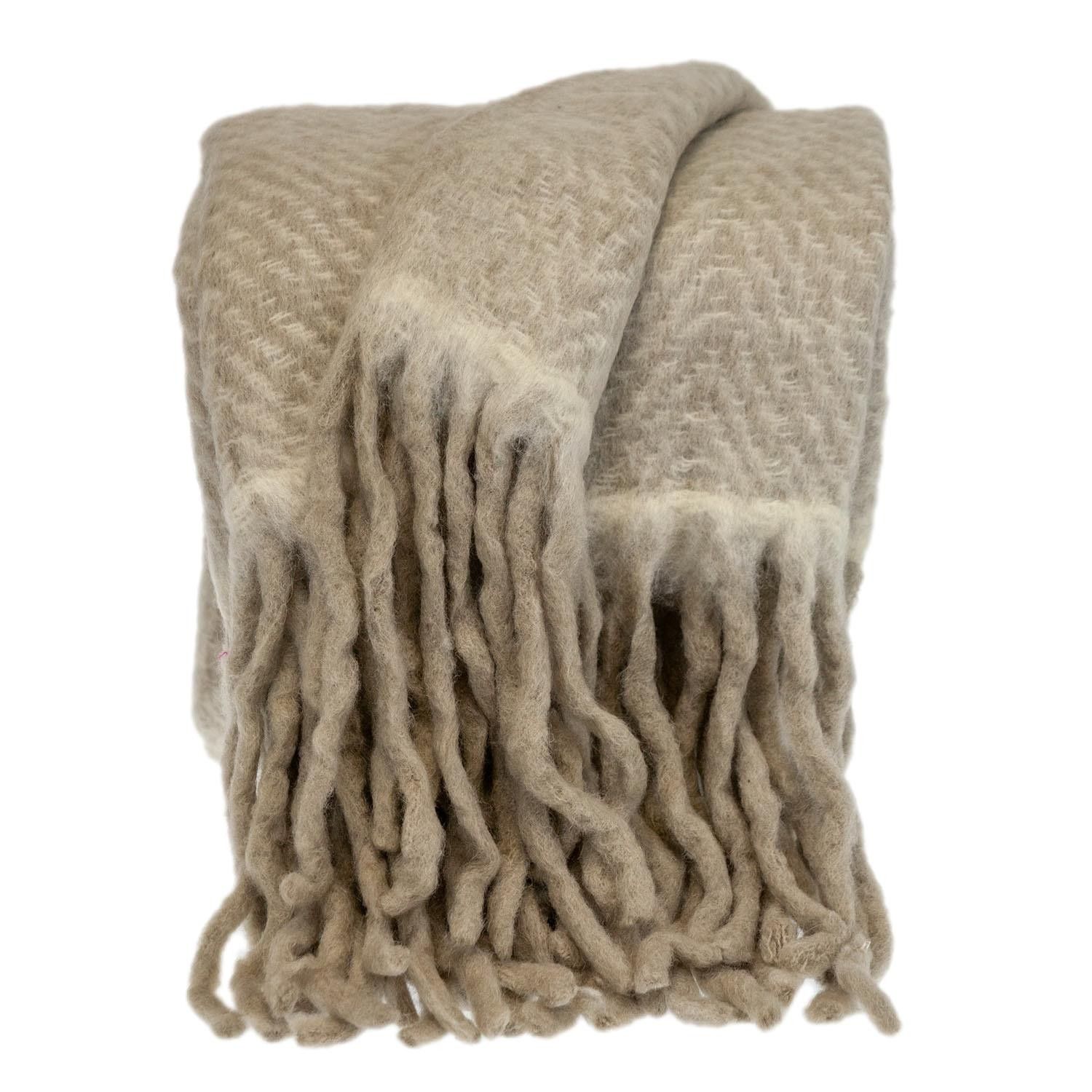 Super Soft Beige Handloomed Mohair Throw Blanket - Walmart.com | Walmart (US)