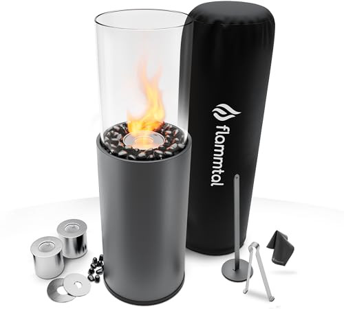 Flammtal - Freestanding Fire Pit [8h Burning Time] - Large Standing Ethanol Fireplace for Indoor & Outdoor - Smokeless Fire Pit with Adjustable Flame - Portable Indoor Fire Pit - Patio Fire Pit | Amazon (US)