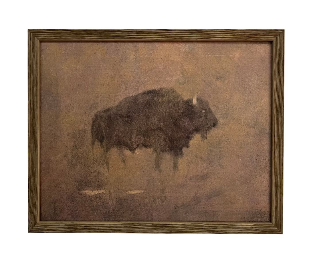 Vintage Framed Canvas Art  // Framed Vintage Print // Vintage Painting // Vintage Bison Art// Far... | Etsy (US)