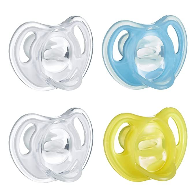 Tommee Tippee Ultra-Light Silicone Baby Pacifier, Blue & Yellow – 6-18m, 4pk | Amazon (US)