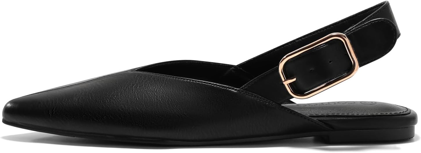 Coutgo Womens Flat Mules Closed Pointed Toe Slingback Slip On Flats Work Office Dress Sandal Shoes | Amazon (US)