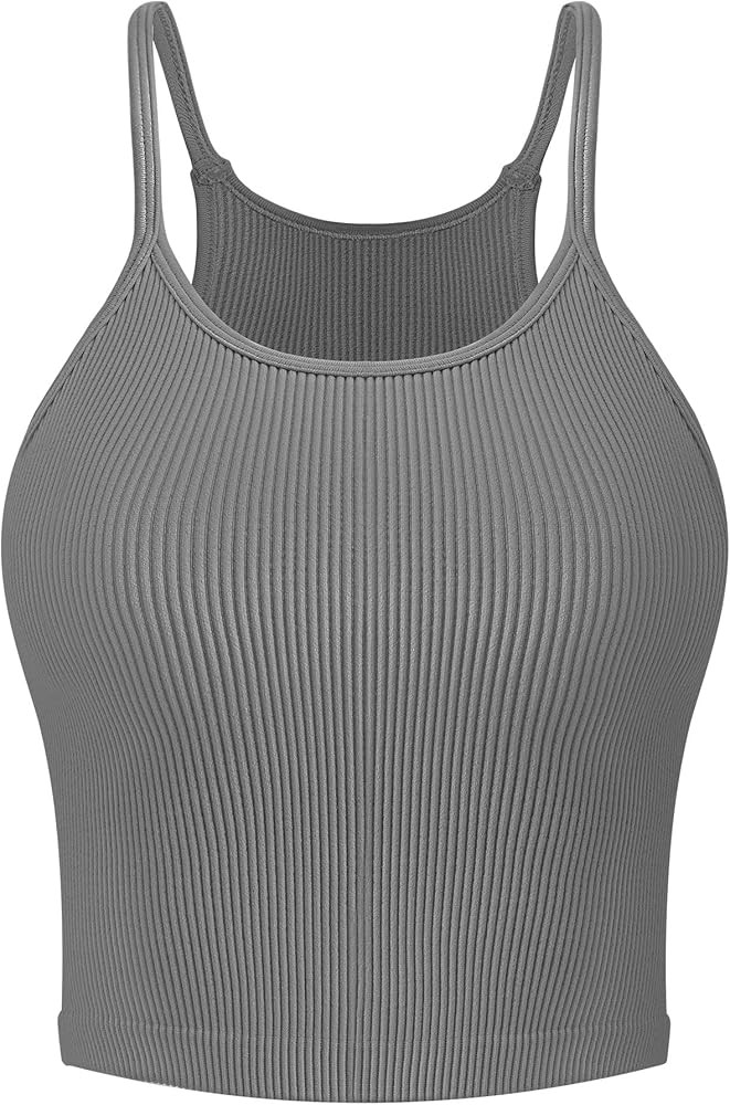 Vertvie Workout Crop Tank Tops for Women Sleeveless Spaghetti Strap Ribbed Camisole Tops Seamless... | Amazon (US)