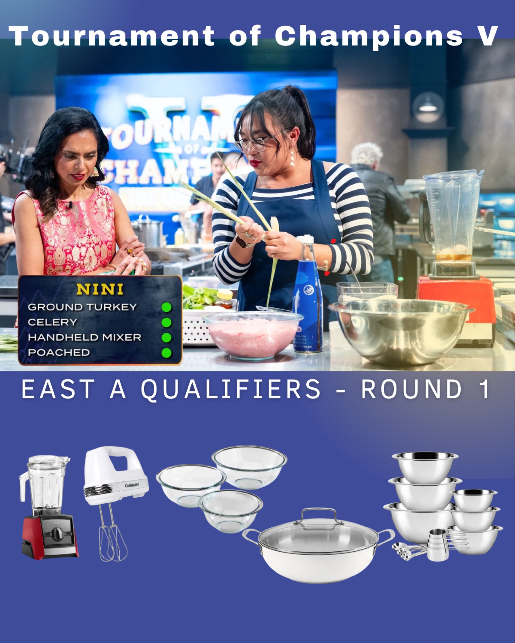 I made my Food Network debut with Tournament of Champions V. Here are some equipment I used for Round 1 during Qualifiers where the Randomizer gave us ground turkey for protein, celery for produce, handheld mixer for equipment, and poached for style. For this round, I made a Vietnamese Grilled Sausage with Pressed Vermicelli Noodles and Celery Lime Dipping Sauce.

#LTKGiftGuide #LTKsalealert #LTKhome
