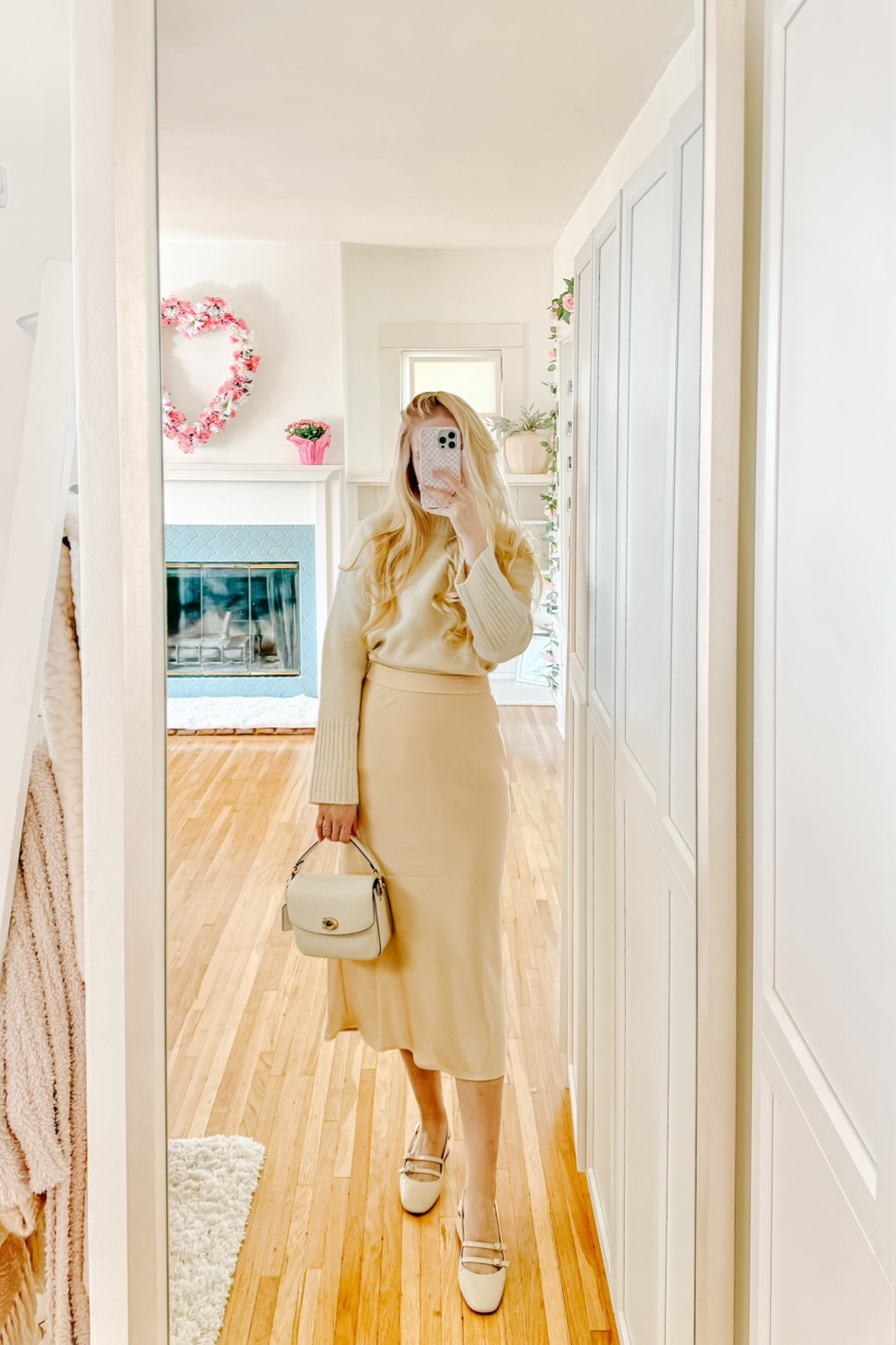 Valentine’s Day date night outfit cream sweater silk shirt Paula Babies Sézane 

#LTKstyletip #LTKMostLoved #LTKsalealert