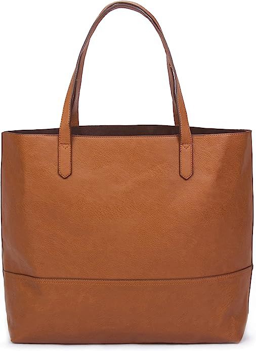 Overbrooke Large Vegan Leather Tote - Womens Slouchy Shoulder Bag with Open Top | Amazon (US)