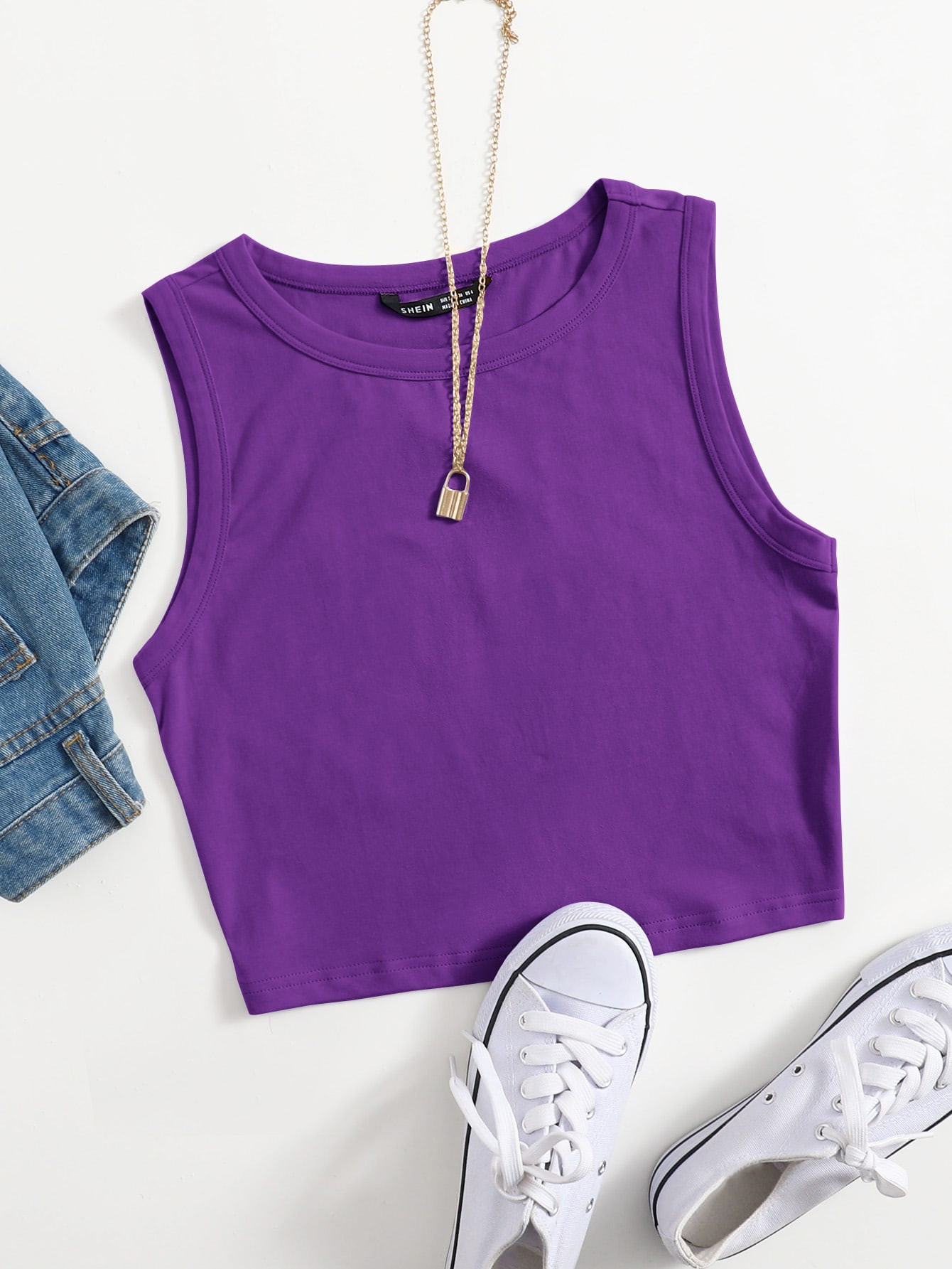 SHEIN EZwear Solid Crop Tank Top | SHEIN