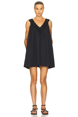 Helsa Mini Dress With Lace in Tech Poplin in Black from Revolve.com | Revolve Clothing (Global)