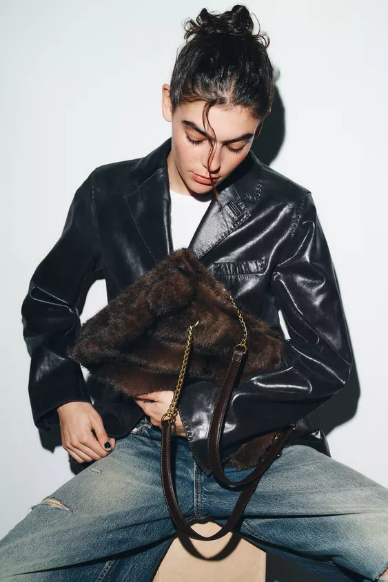 FAUX FUR SHOULDER BAG | Zara US