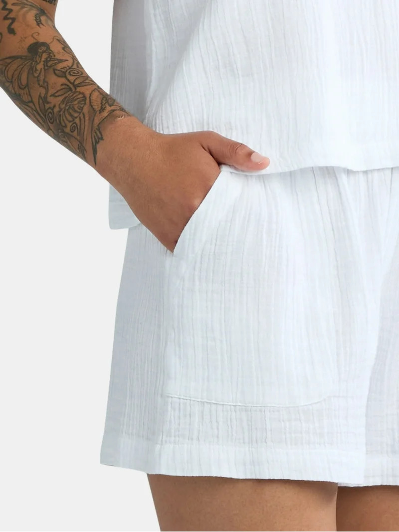 Time and Tru Women's Double Cloth Short Set, Sizes XS-XXXL | Walmart (US)