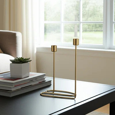 Poe 8" Swirl 2-Taper Candle Holder, Iron Candle Holder - 6" x 5" x 8 | Wayfair North America
