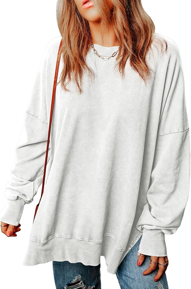 SHEWIN Womens Sweatshirt Casual Long Sleeve Crewneck Lightweight Pullover Tops Loose Sweatshirts | Amazon (US)