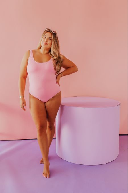 scrunch one piece in cotton candy pink! 💕 wearing size large and runs TTS  

#LTKswim #LTKunder100 #LTKcurves