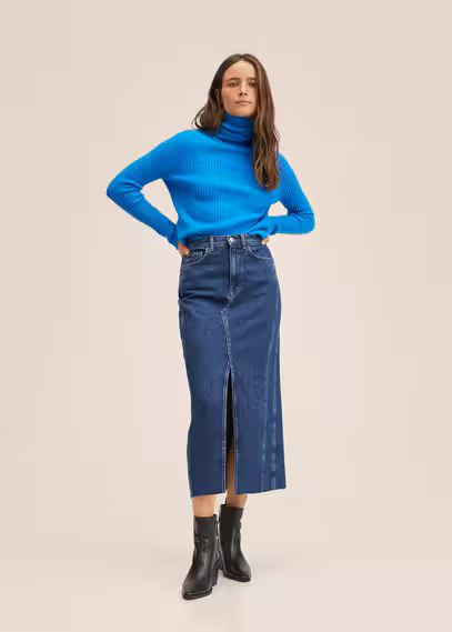 Slit denim skirt dark blue - Woman - L - MANGO | MANGO (UK)