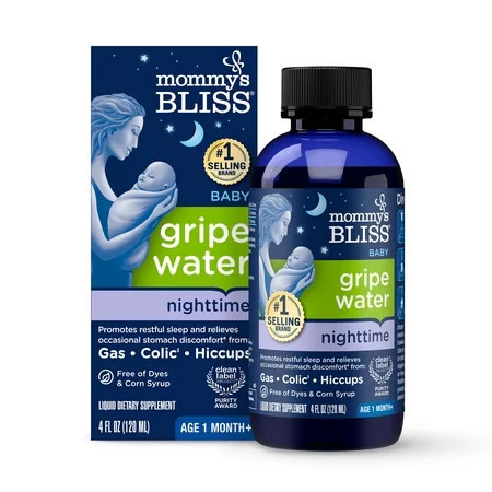 Mommy's Bliss Gripe Water Night Time Dietary Supplement with Chamomile and Lemon Balm, 1 Month+, 4 fl oz | Walmart (US)
