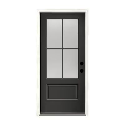 Therma-Tru Benchmark Doors 36-in x 80-in Fiberglass 3/4 Lite Left-Hand Inswing Graphite Painted S... | Lowe's
