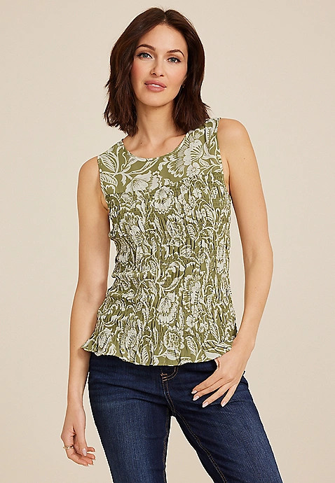 Smocked Floral Tank Top | Maurices