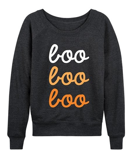 Heather Charcoal 'Boo' Repeated Slouchy Pullover - Women & Plus | Zulily