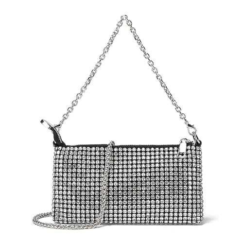 Women's Rhinestone Bag and Evening Bag, Silver Bling Sparkly Clutch Rhinestone Bags for Women Prom Party Club Wedding Engagement Banquet and Matches with All Kinds of Clothes. | Amazon (US)