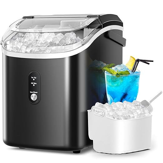 Crzoe Nugget Ice Maker Countertop with Self-Cleaning Function, Sonic Ice Machine with Handle, 35L... | Amazon (US)