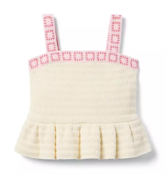 Crochet Floral Trim Peplum Top | Janie and Jack