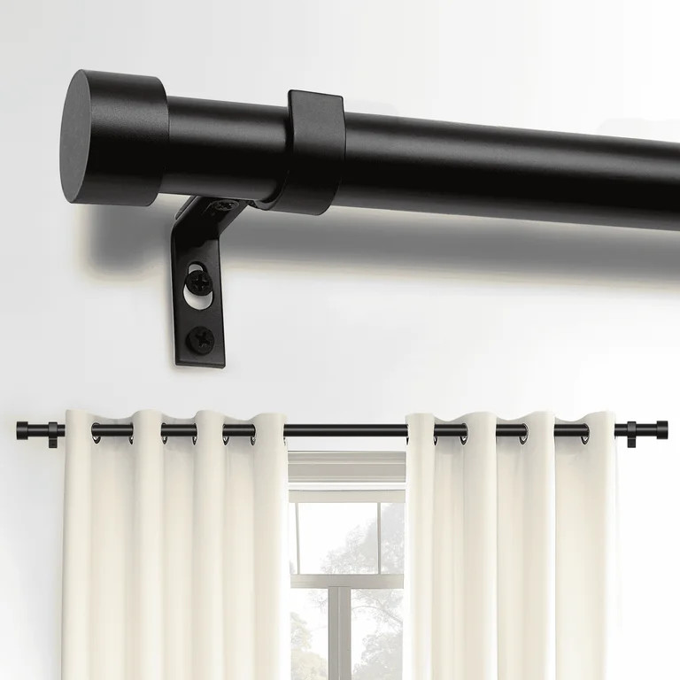 66"-120" Black Curtain Rods,1 inch Diameter Window Curtain Rod Set, Heavy Duty Curtain Rods with ... | Walmart (US)