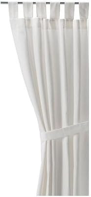 Ikea LENDA Pair of curtains with tie-backs, white (bleached) 2 Panels, 55" x 98" | Amazon (US)
