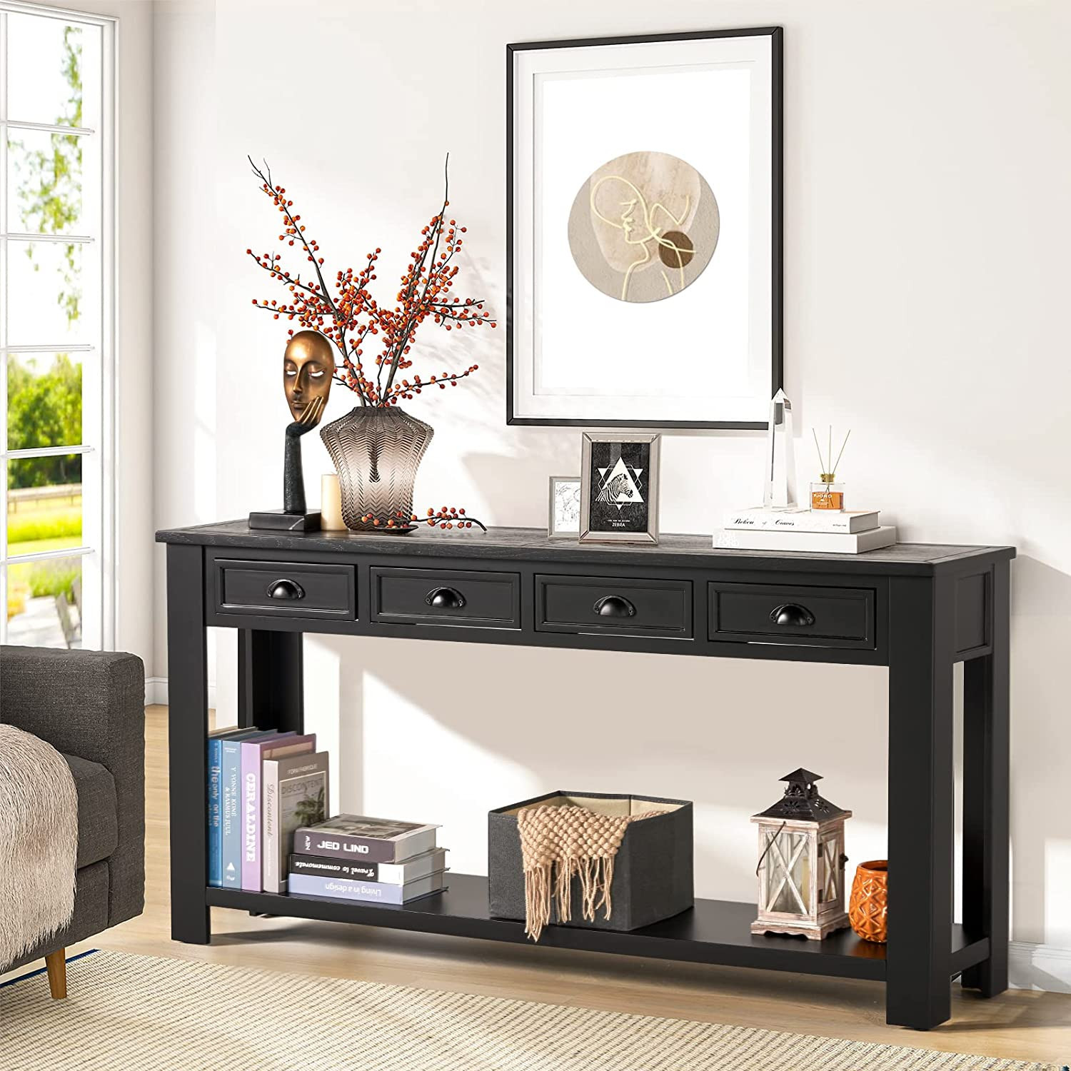 Amazon.com: oneinmil Console Table, 60 Narrow Long Sofa Table, Entryway Table, Industrial Sofa Ta... | Amazon (US)