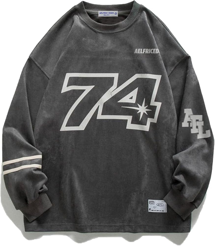 Aelfric Eden Oversized Crewneck Sweatshirts For Men Red Vintage Graphic Pullover Loose Fit Streetwea | Amazon (US)