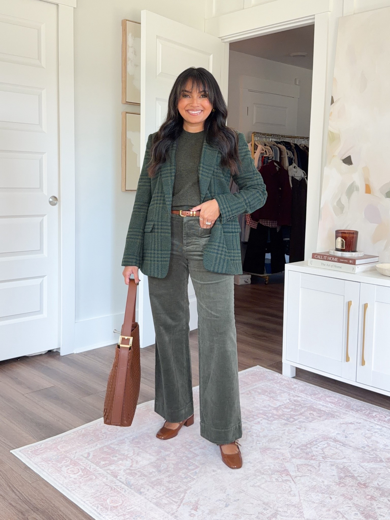 Green blazer size 0 petite TTS
Green hthr loden sweater size xxs TTS
Green spanish moss corduroy pants size 26 petite TTS
Brown mary jane heels size 5 TTS

#LTKWorkwear #LTKSaleAlert #LTKPetite