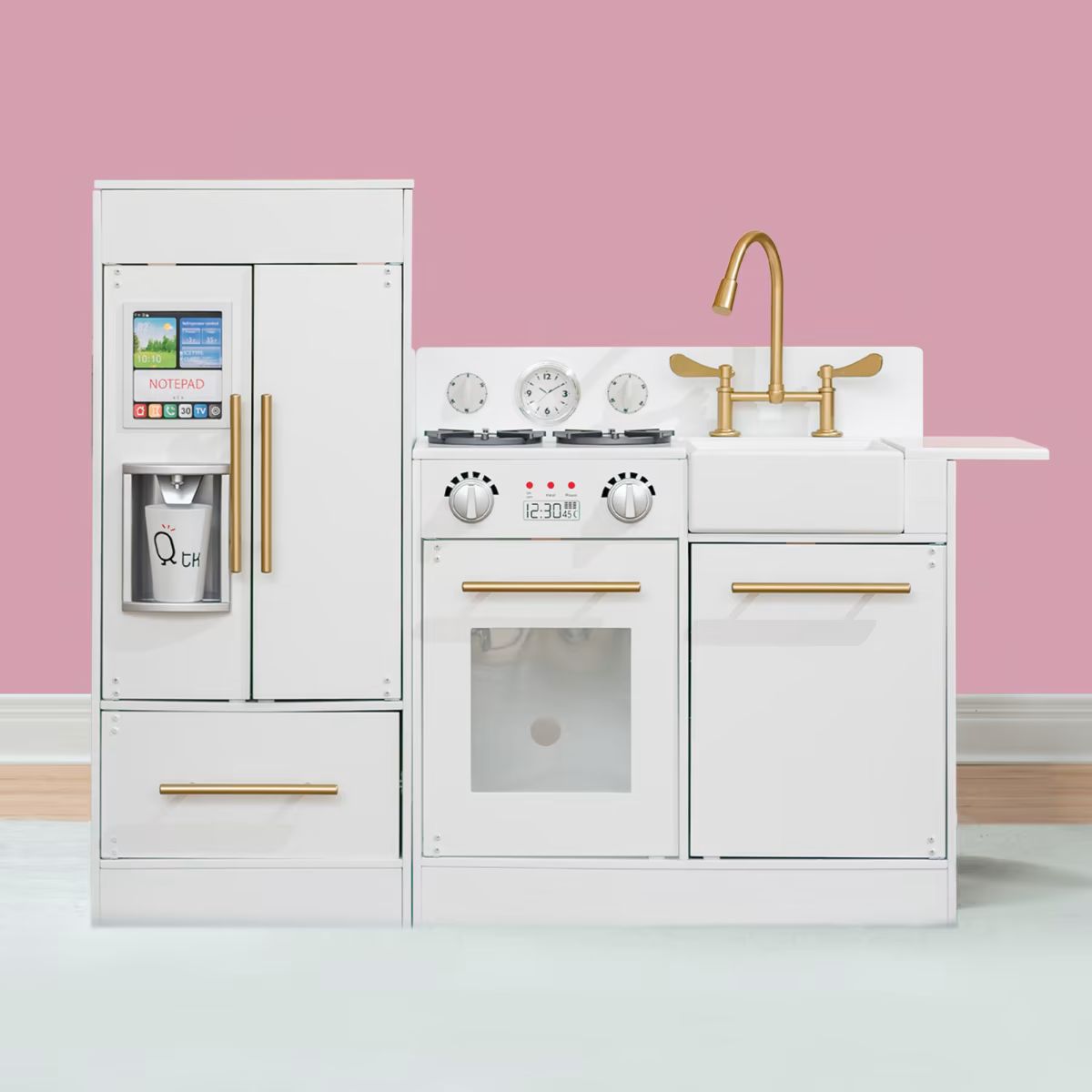 Teamson Kids "Little Chef" Chelsea Modern Play Kitchen in White and Gold | Ross-Simons