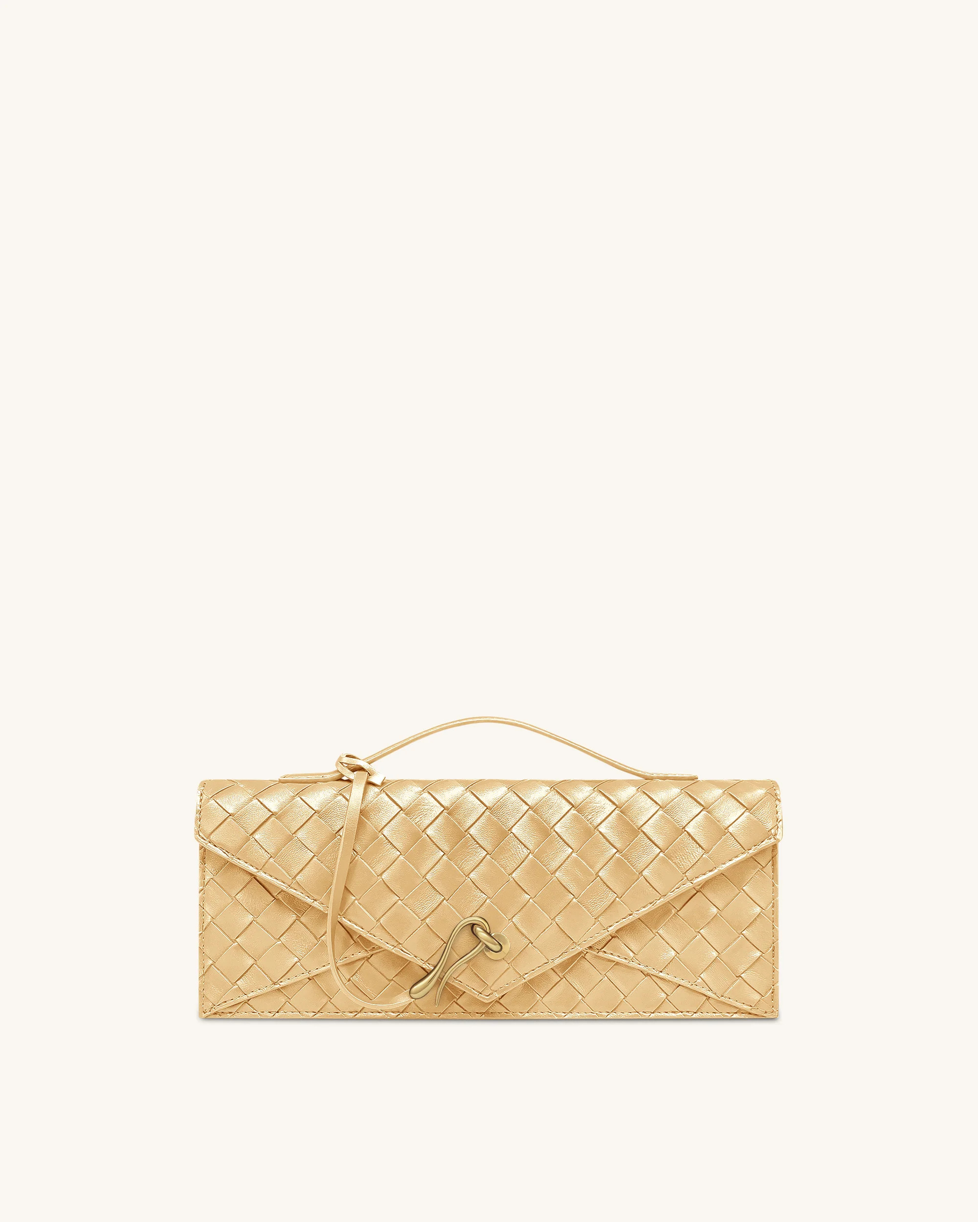 Celeste Woven Textured Envelope Top Handle Bag - Champagne Gold | JW PEI US