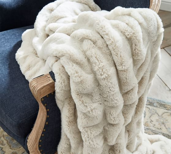 Faux Fur Ruched Throws | Pottery Barn (US)