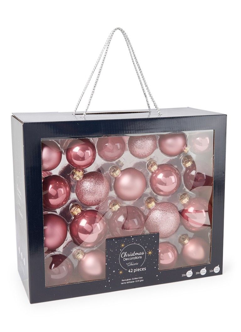 Kaemingk Real Glass kerstballen set van 42 • Roze • de Bijenkorf | De Bijenkorf (NL)