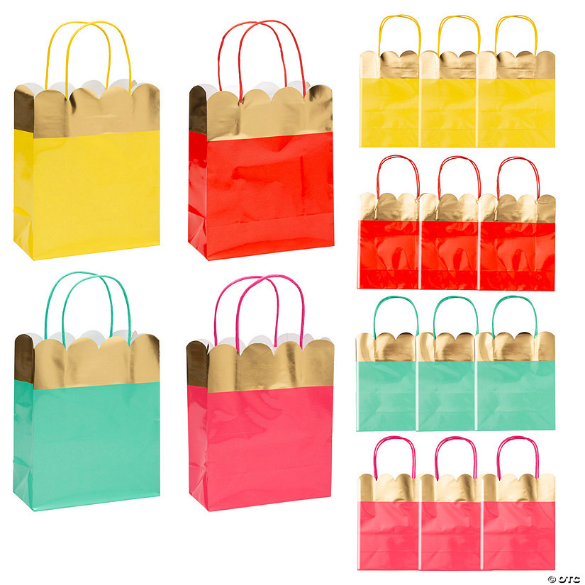 7 1/4" x 9" Medium Happy Day Paper Gift Bags - 12 Pc. | Oriental Trading Company