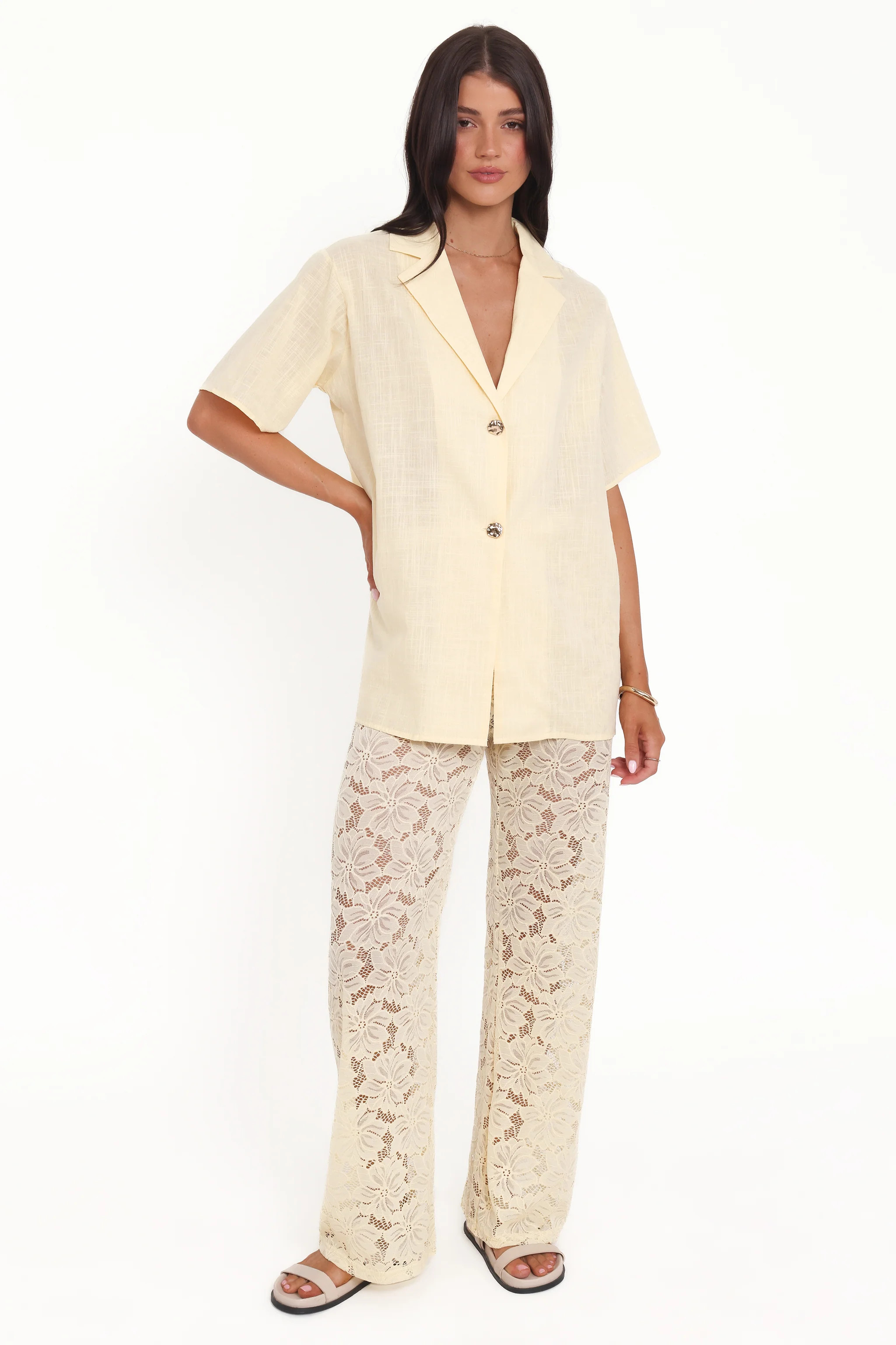 Mindy Lace Pant Set - Yellow | Petal & Pup (US)