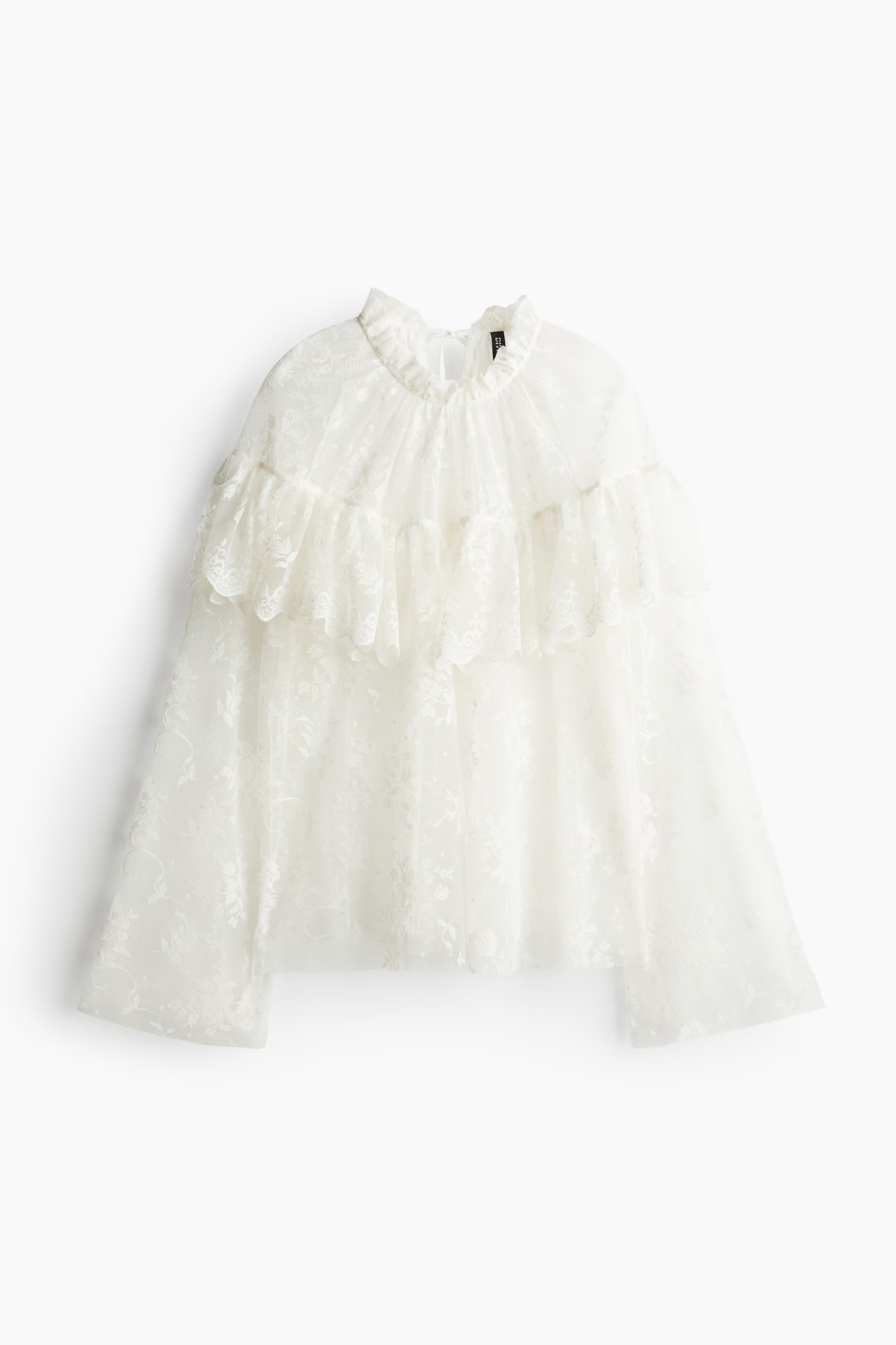 Flounce-Trimmed Lace Blouse | H&M (US + CA)