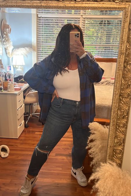 Flannel shirt
Oversized flannel shirt
White scoopneck bodysuit 
Blue flannel shirt 
Plaid shirt


#LTKcurves #LTKfit #LTKunder50