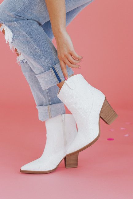 MIA Dawson White Western Booties | Magnolia Boutique